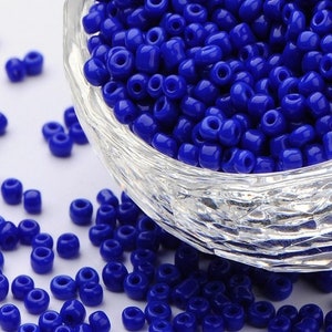 Glass Seed Beads - 3mm - Opaque Royal Blue - 20g Approx 600 Pieces