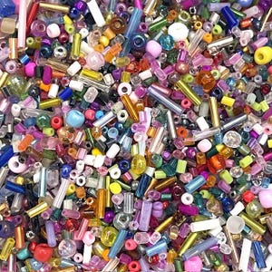 Glass Bugle & Seed Bead Mix - Assort Colours And Sizes - 25g  50g  100g Packs