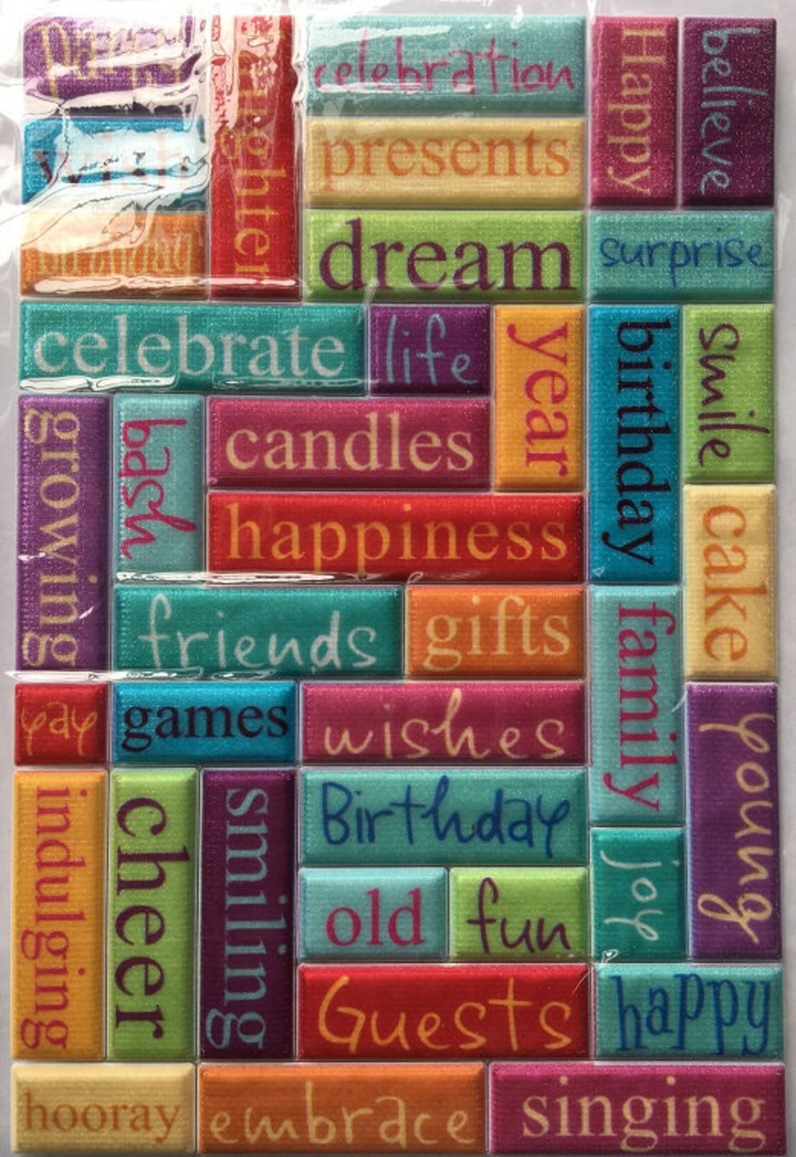 Puffy Glitter Words Stickers Party Theme Etsy