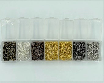 Jump Ring Kit Mix - 4mm to 10mm - 1400+ Pieces - 6 Colours + Storage Container