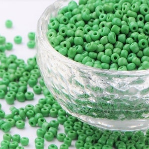 Glass Seed Beads - 3mm - Opaque Green - 20g Approx 600 Pieces