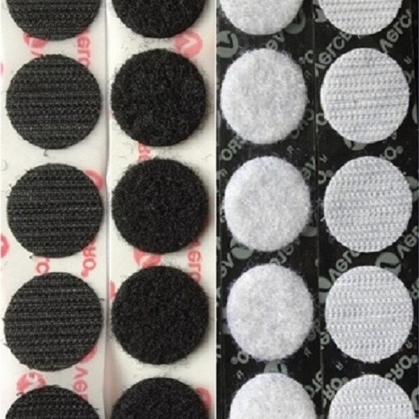 VELCRO® Dots - 22mm - Self Adhesive - 10 Sets - Black or White - New