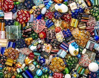 Handmade Millefiori Glass Bead Mix 50g 80-100 Pieces Assorted Shapes & Sizes Jewellery Making DIY