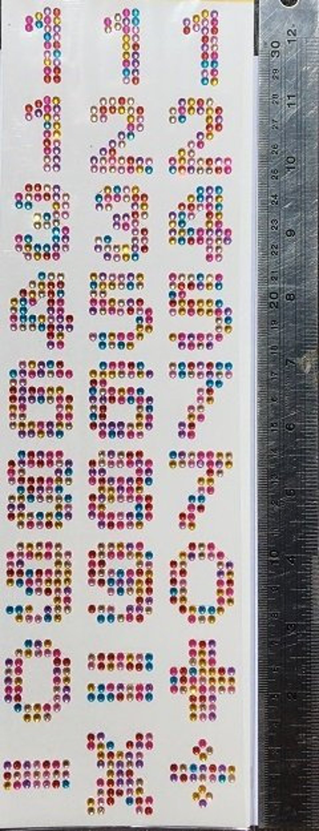 Numbers Rhinestone Art Stickers Rhinestone Numbers Multi Colours New - Etsy