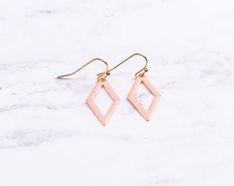 Pink Enamel Earrings, Boho Dangle earrings, Drop Enamel Earrings, Christmas Gift Ideas, Minimalist Earrings for Women, Charm Earrings