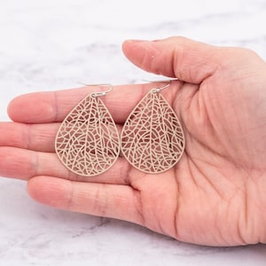 Filigree Earrings, Teardrop Earrings, Dangle Earrings Women, Boho Earrings Dangle, Laser Cut Earrings, Valentines Day for Her