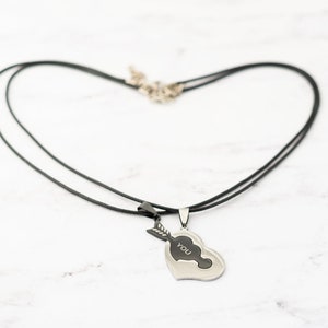 Heart Couple Necklace Set of 2 Matching Necklace for Boyfriend and Girlfriend, His and Hers Jewelry, Best friends Gift Ideas Necklace
