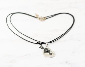 Collar de pareja de corazón Juego de 2 collares a juego para novio y novia, joyas para él y para ella, mejores amigos Ideas de regalo Collar
