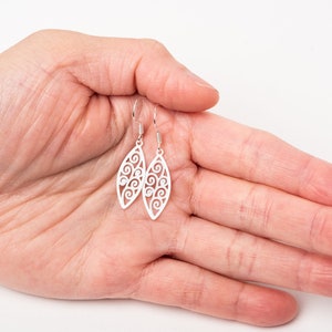Sterling Silver Floral Filigree Dangle Earrings