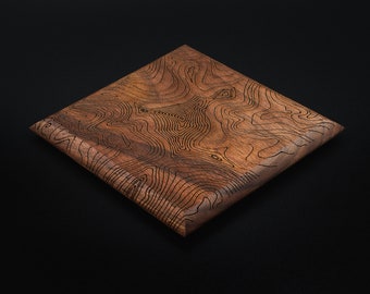 Colorado 14ers Thick Wooden Coasters Walnut - (Topographic mountain map perfect for a whisky lover or Colorado hiker, climber, outdoorsman)