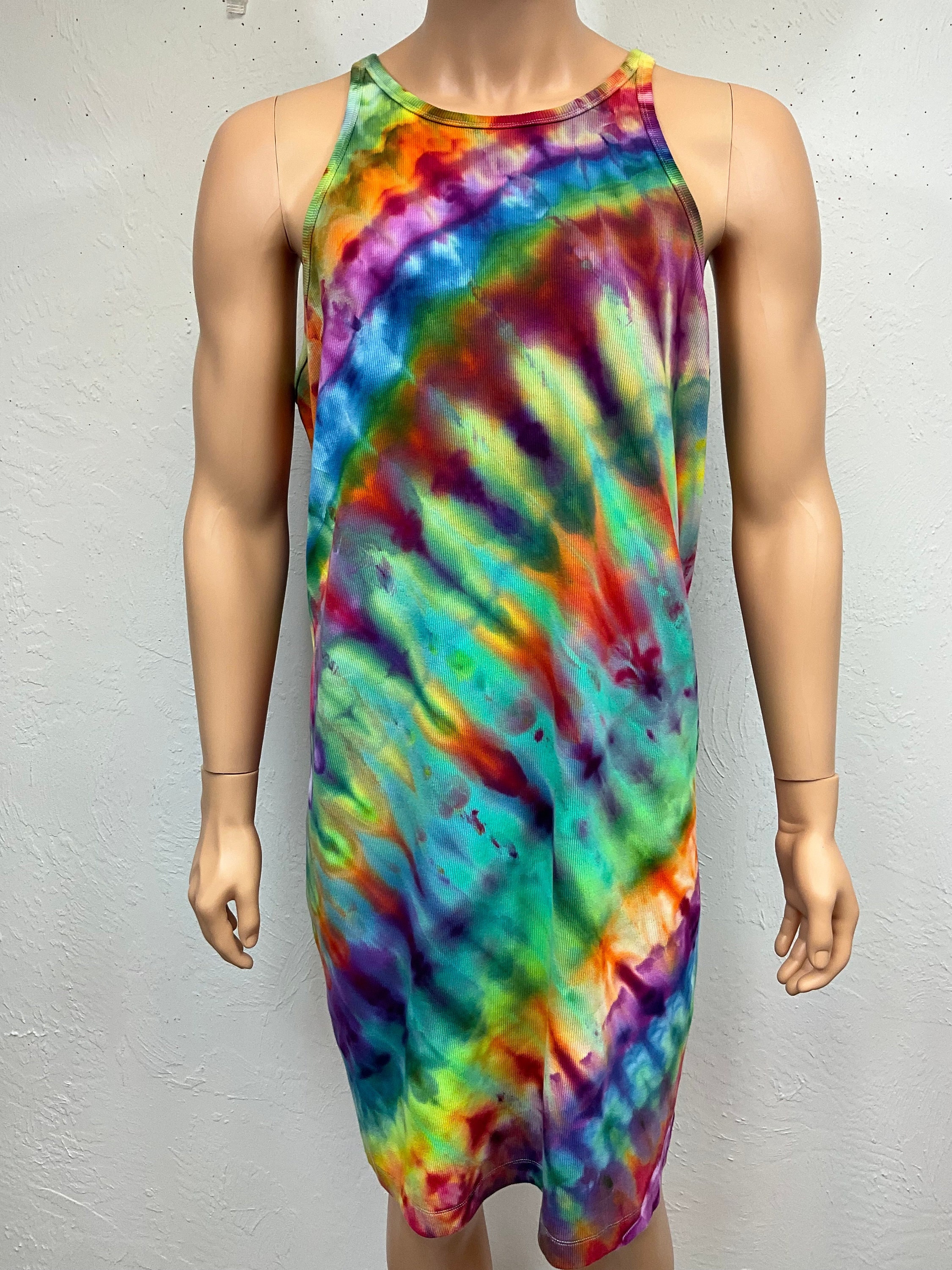 Tie Dye Embellished Rib Jersey Tank Top