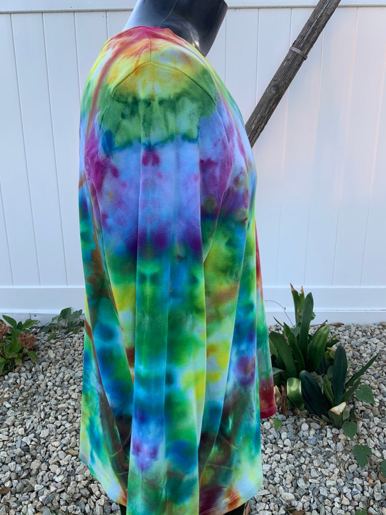 Tie dye women/'s 3XL cotton long sleeve V-neck tee