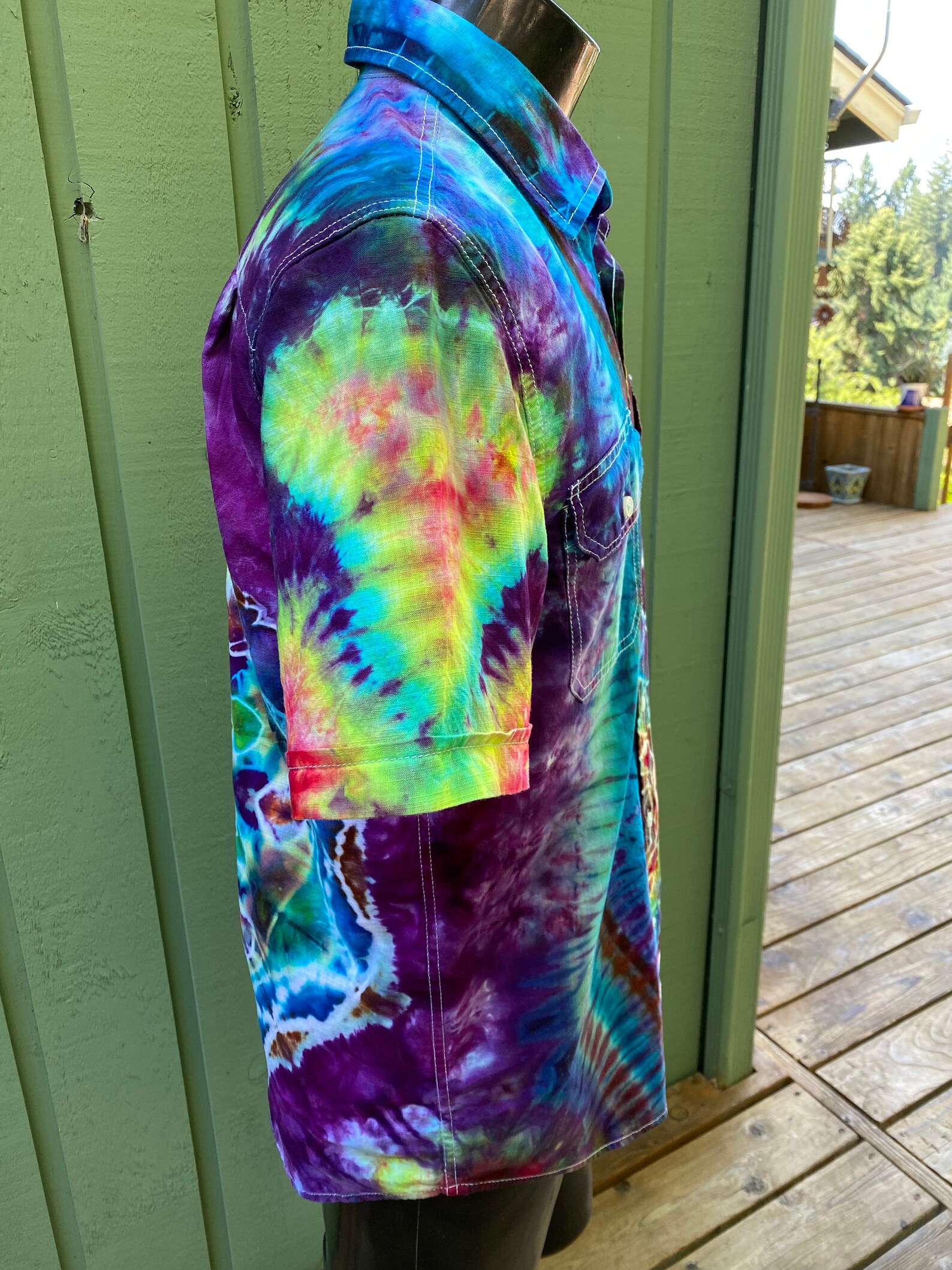 mens tie dye button down shirts