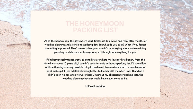 The Honeymoon Packing List Honeymoon Packing Checklist, Honeymoon ...