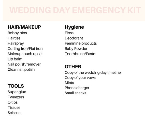 The Wedding Day Emergency Kit List Wedding Day Emergency Kit