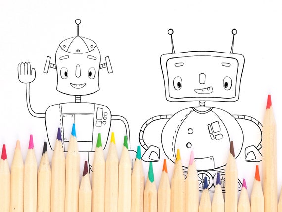Download Coloring Book Creator Robots Kdp Interiors Low Content Etsy