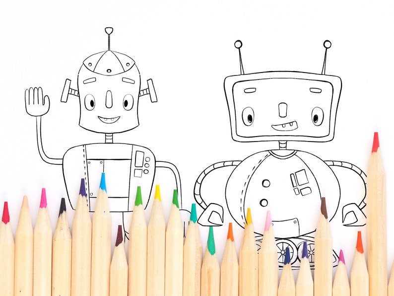 Download Coloring Book Creator ROBOTS KDP interiors low content | Etsy