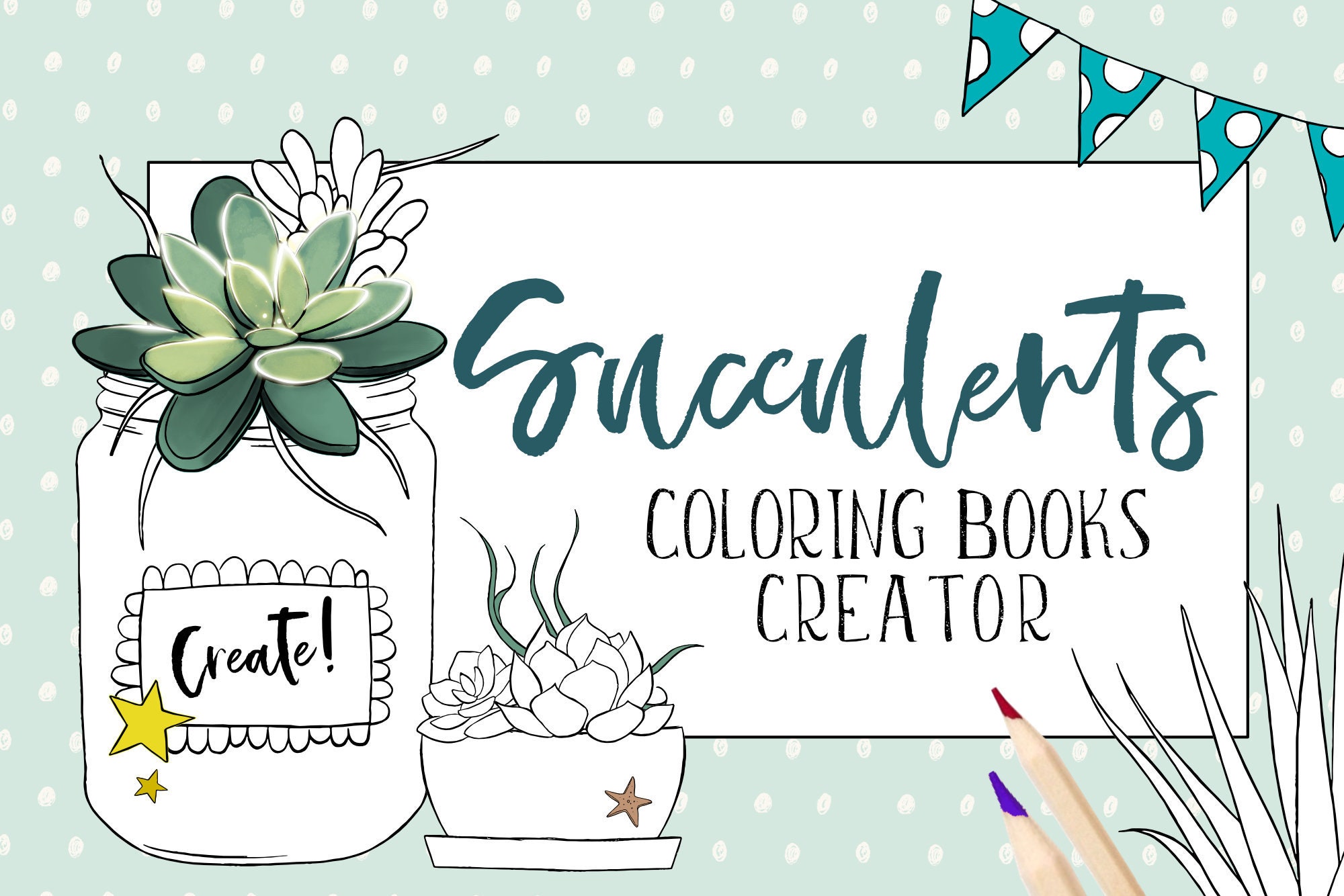 Download Coloring Book Creator Succulents Kdp Interiors Low Etsy