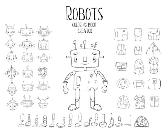 Download Coloring Book Creator Robots Kdp Interiors Low Content Etsy