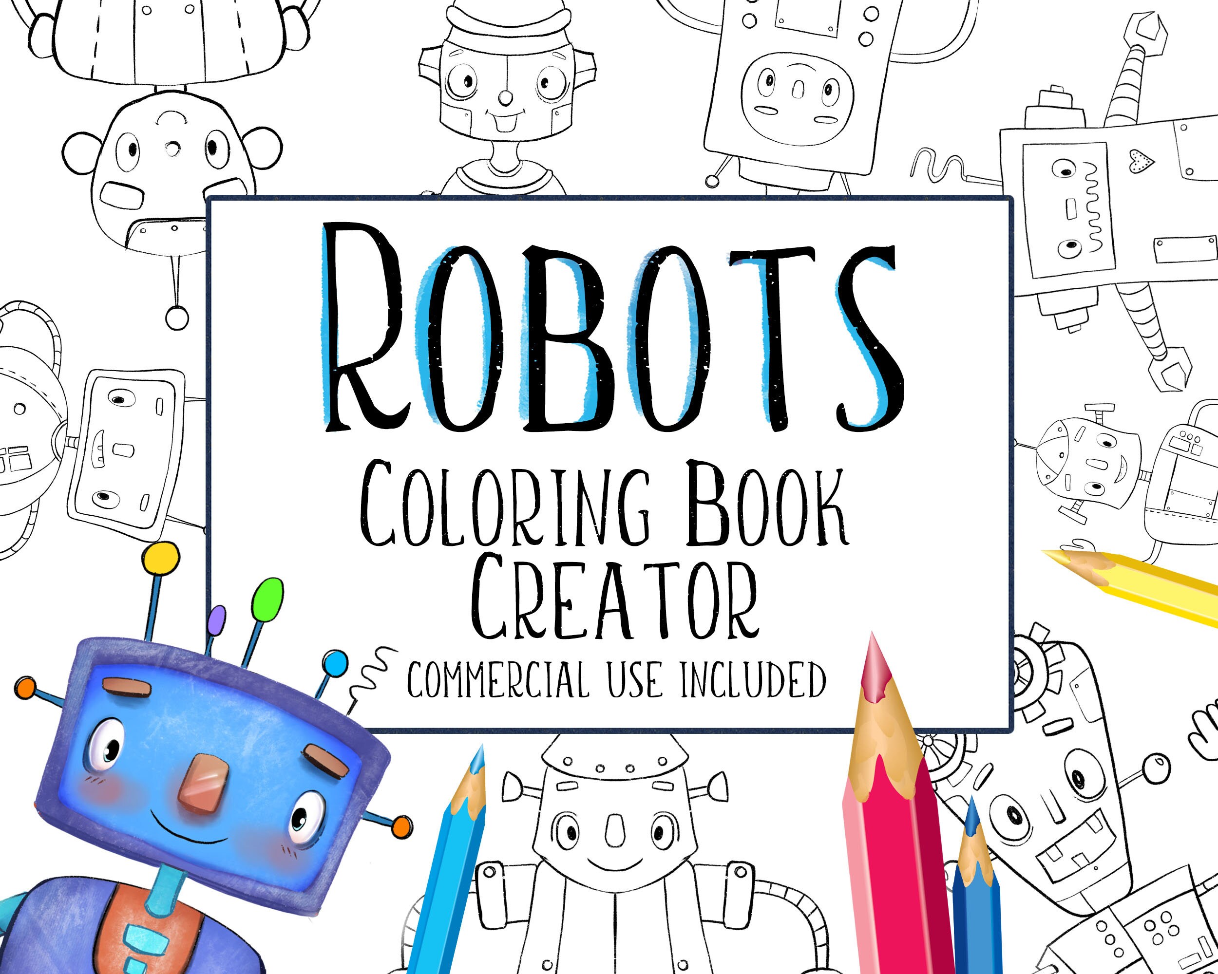 Download Coloring Book Creator Robots Kdp Interiors Low Content Etsy