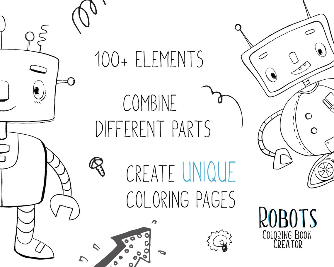 Download Coloring Book Creator ROBOTS KDP interiors low content | Etsy