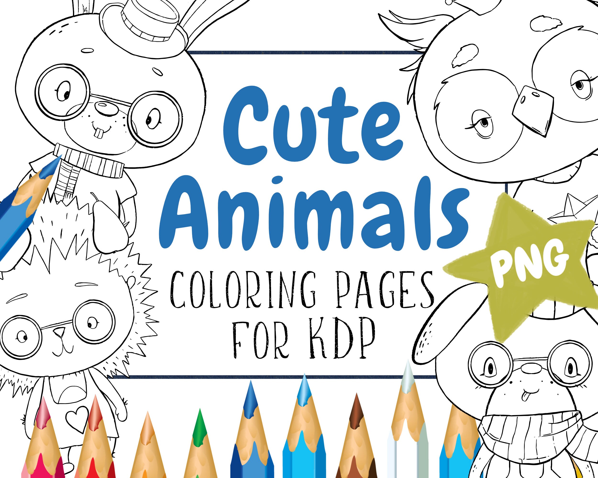 Download Cute Animals Coloring Pages For Kdp 10 Png Etsy