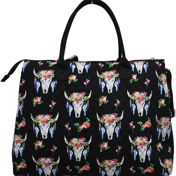 NGIL Overnight Tote Bag Black Bull Skull