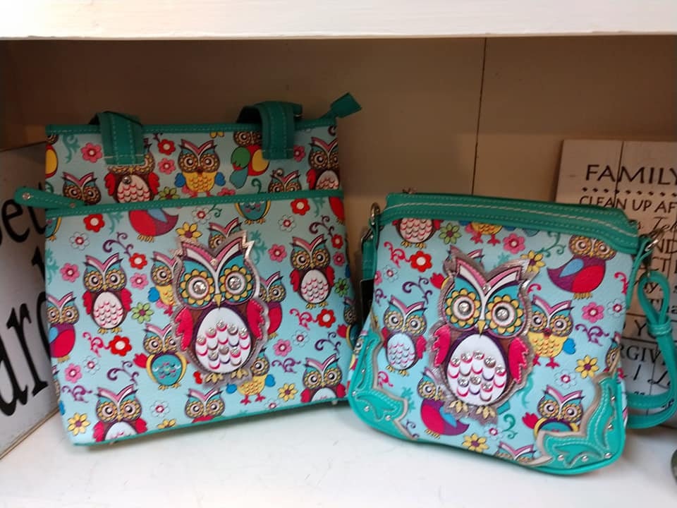 Owl Teal Green Western Purse Spring Handbag Women Shoulder Bag