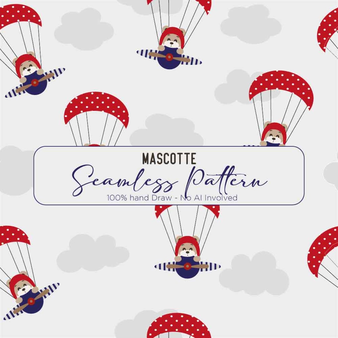 Mascot Aviator Bear Seamless Pattern / Seamless Pattern / Repeating ...