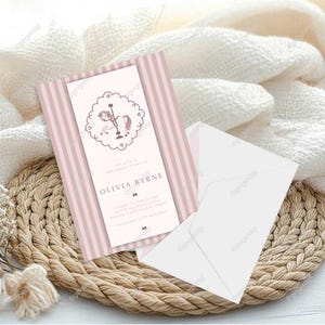 Invitación para baby shower de caballo mecedor / Colores pastel / Invitación de nacimiento de lujo / Invitación elegante / Es un niño / Es una niña / Envío digital