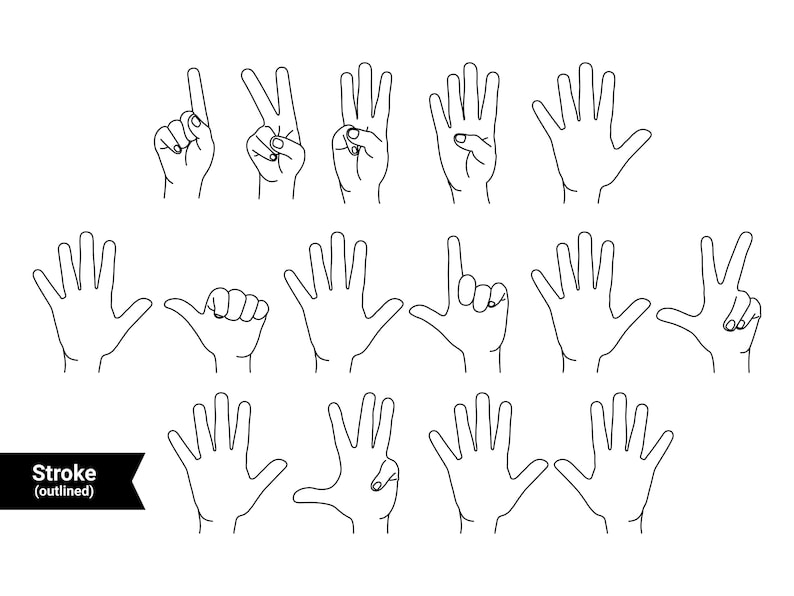 Finger Count Svg Hand Sign Number 1 2 3 4 5 6 7 8 9 10 One Two Etsy