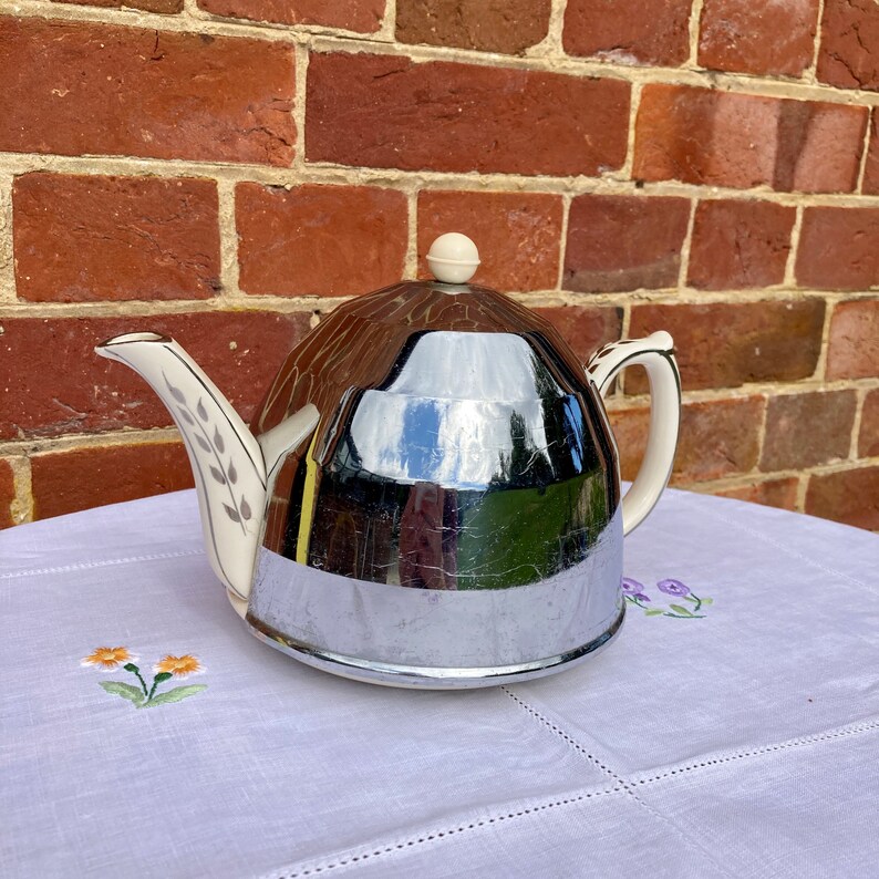 Sadler Heatmaster Style Art Deco Teapot Tea Pot Silver Chrome Etsy UK