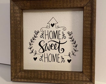 Home Sweet Home - modern farmhouse decor hanging sign, rustic wood, country cottage.