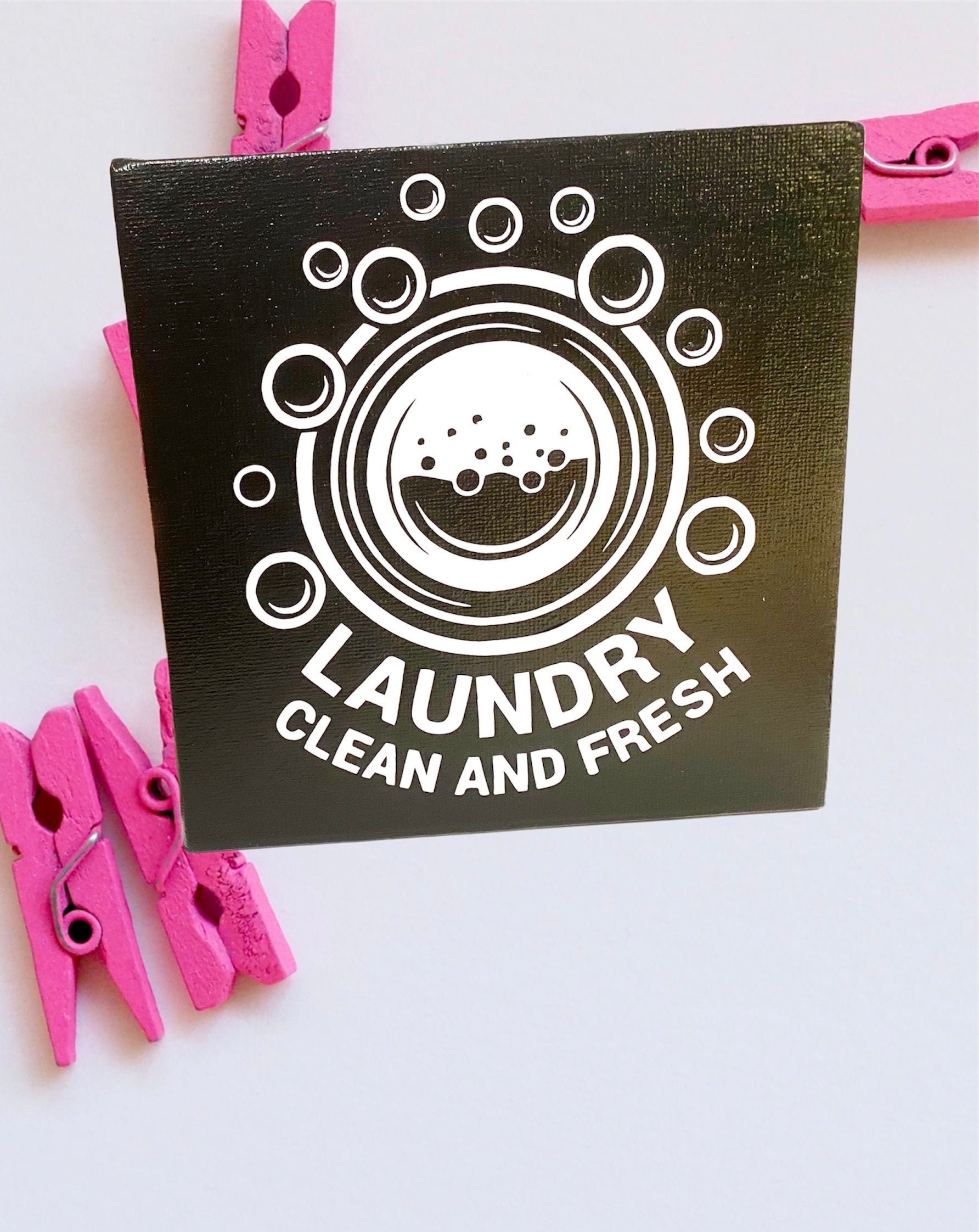 Wäsche sauber und frisch schwarze Leinwand Zeichen | Etsy