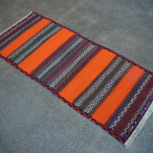 BEST PRICE... Size: 4'3 x 1'10 feet, Beautiful Handmade Vintage Afghan Nomadic Herati Kilim shops - Afghan Nomadic Sofreh Kilim/ Unique Kilim Rug