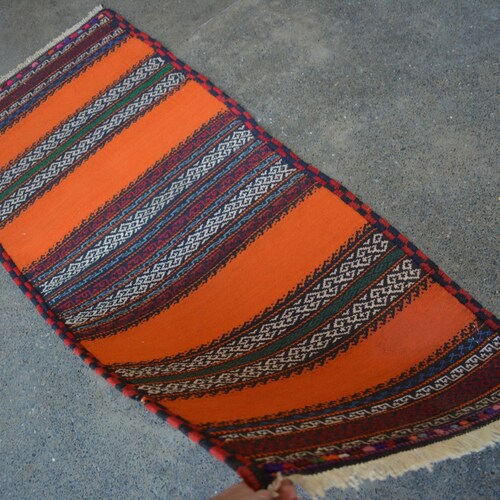 BEST PRICE... Size: 4'3 x 1'10 feet, Beautiful Handmade Vintage Afghan Nomadic Herati Kilim shops - Afghan Nomadic Sofreh Kilim/ Unique Kilim Rug