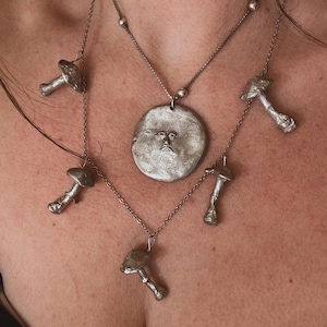 Paddestoel. Paddestoel. Schimmels. Voedergewassen. eigenzinnig. spiritueel. beschermingsketting. hanger. karakter. nachtelijke hemel. sterren. aards. heks. Wicca. tarot: