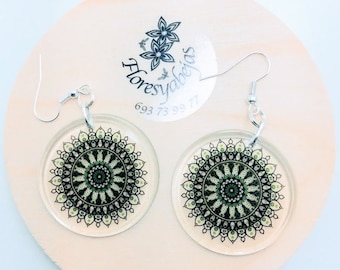 Transparent resin earrings with Mandala Life