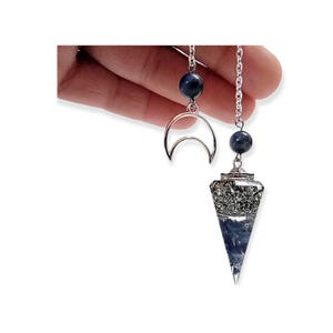 Divination pendulum, orgonite pendulum, sodalite pendulum, moon pendulum, stone pendulum