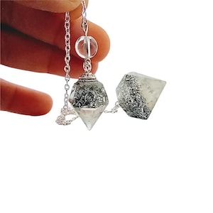 Double divination pendulum, orgonite pendulum, crystal quartz pendulum, dowsing pendulum, natural stone pendulum