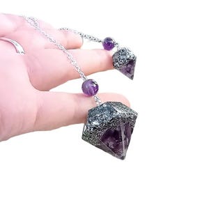 Double divination pendulum, orgonite pendulum, amethyst pendulum, dowsing pendulum, amethyst stone pendulum