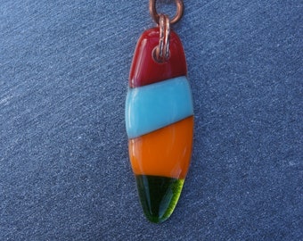 Fused Glass Surfboard Key ring