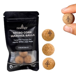 Rawlogy Micro Cork Massage Balls (x3): Hand, Wrist & Jaw Pain Relief