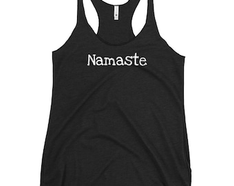 Namaste, Women's Black Racerback Tank, Ladies Tank Top, Yoga Tank, Running Tank, Athletic Top, Tank,
