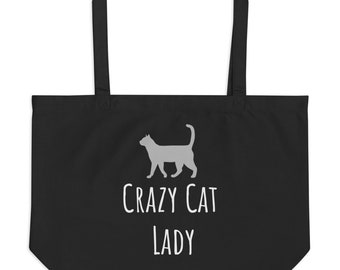 Crazy Cat Lady Black Tote, Crazy Cat Lady Tote, Crazy Cat Lady Gift