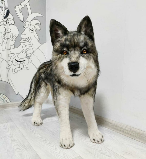 realistic wolf plush
