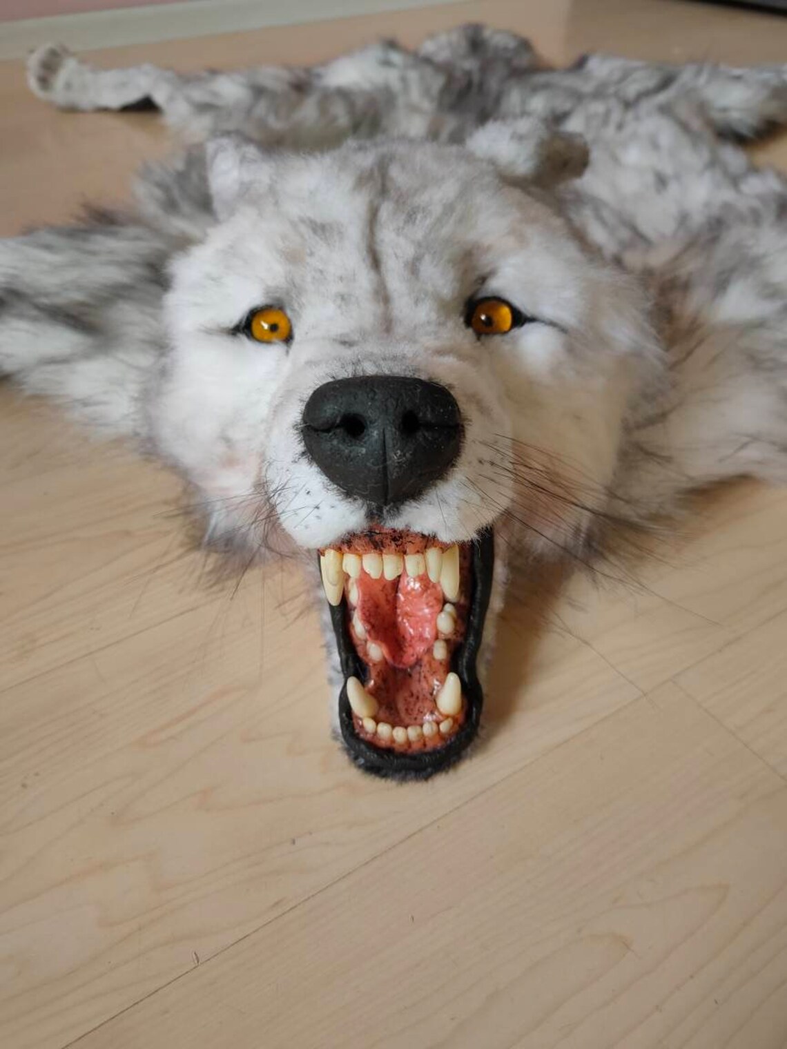 A rug from the skin of a wolf. faux Italian fur leatherette. | Etsy