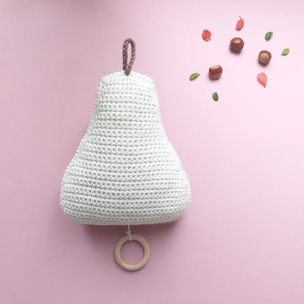 Poire musicale coton BIO 30cm, boîte à musique, doudou musical