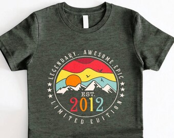 Vintage 2012 Shirt, Est 2012, 13th Birthday, 11th Birthday Gift, 13th Birthday Party, 13th Birthday Shirt, 2012 T-Shirt, official teenager