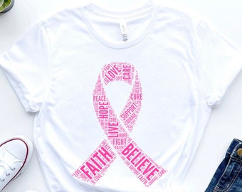 Breast Cancer Shirt, Pink Ribbon Shirt, Breast Cancer Awareness Shirt,Hope shirt, Breast Cancer Fundraiser Shirts, Ribbon Awareness Shirt